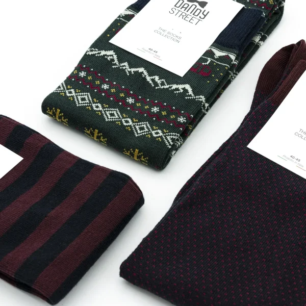 Dandy Street - shop online - accessori uomo - calzini uomo in cotone - calze eleganti - calzini fantasia - set di Natale - box Natalizio - Calze eleganti in cotone per Natale - Socks Box #06