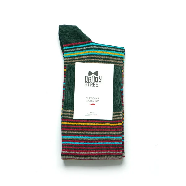 Dandy Street - shop online - accessori uomo calzini uomo cotone - calzini da uomo in cotone multicolor - Stripes Green